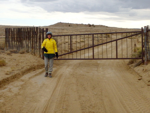 GDMBR: We're on our way; Terry just closed the entrance gate to the Felipe-Tafoya Land Grant.